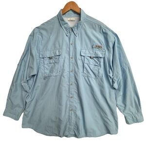 Columbia PFG Shirt 2X Blue Fishing Omni Shade Vented Button Up
